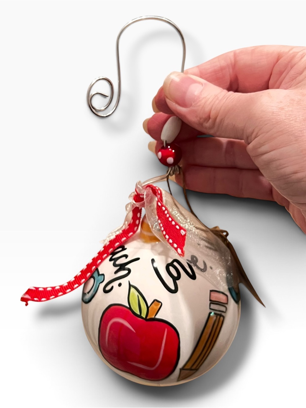 Glory Haus Hanging Beads Apple Pencil Scissors  Ornament School Teacher NEW! E-5